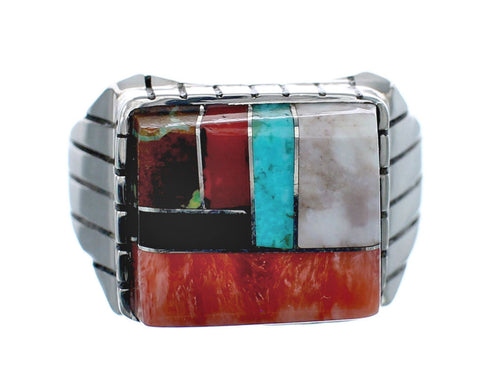 Multicolor American Indian Authentic Sterling Silver Ring Size 10-3/4 AX128693